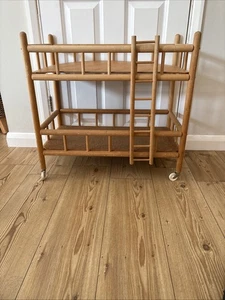 Vintage Wood Wooden Home Made Doll (Tiny tears Baby Born Annabel) Dolls Bunk Bed - Picture 1 of 10