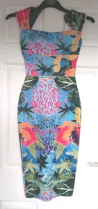 BNWOT Boohoo Multi Floral Print Bodycon Dress Size 6 - Picture 1 of 1