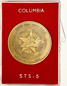 1982 SHUTTLE COLUMBIA STS-5 moneta medaglione commemorativo di questo LANCIO MISSIONE CHIAVE - Foto 1 di 4