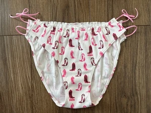 PINK Victoria's Secret Panties Bikini Panty Cowboy Boots Nashville Side Tie Med - Picture 1 of 6