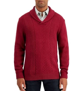 Club Room Herren Pullover Grobstrick Schalkragen Granat Stein Rot Strick Small NEU! - Bild 1 von 2