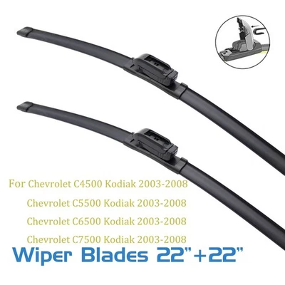 2, lâminas de limpador para Chevrolet C4500 C5500 C6500 C7500 Kodiak 2003-2008 22" dianteiro - Imagem 1 de 4