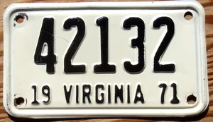 1971 Virginia Motorrad Nummernschild Nummernschild - $2.99 Start - Bild 1 von 1