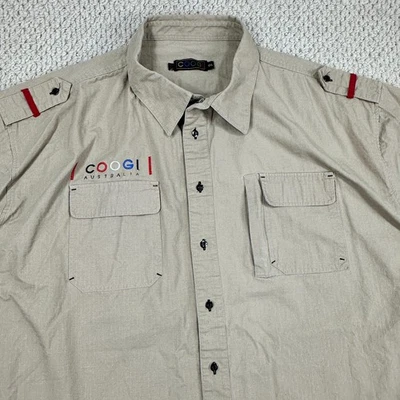 Coogi Crew Shirt Mens 5XL Khaki Ripstop Military Safari Button Up Outdoor Y2K - Image 1 of 4