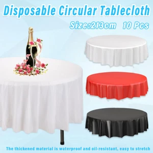 10pcs Round Solid Colour PEVA Table Cover Tablecloth Wedding Birthday Party 2.1m - Picture 1 of 22