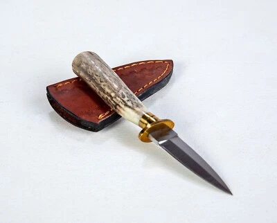 5.25" SMALL DAGGER SPEAR POINT DOUBLE EDGE LEATHER SHEATH - Image 1 of 4