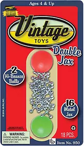 Vintage Metal Jacks Game Set/Two Bouncy Balls.(1 Pack) Mini Jax Toy. Classic Fam - Picture 1 of 7
