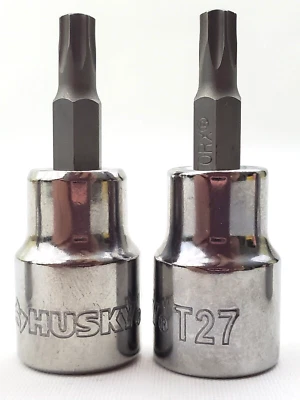 Lot of 2 Husky T27 Torx Bit Sockets 3/8" Drive - Image 1 of 4