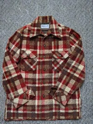 1970s vintage MUNSINGWEAR faux tweed VELOUR velvet M fleck plaid FLANNEL shirt  - Image 1 of 4