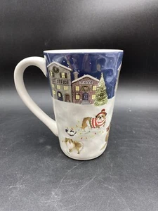 Vtg Pier 1 One Dog Mug Park Avenue Puppies Cats Christmas Tree Retired 16 Oz Cup - Picture 1 of 8