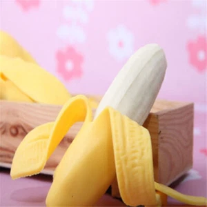 Novelty Squishy Silicone Banana Squeeze Toys Stress Reliever Tricky tools Gift - Photo 1 sur 10