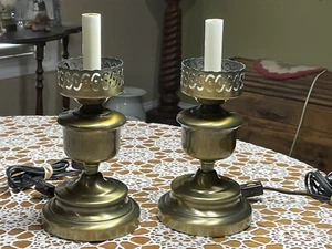 VINTAGE MID CENTURY MODERN GILBERT NEW YORK CITY ELECTRIC TABLE LAMPS PAIR 10.5" - Picture 1 of 16