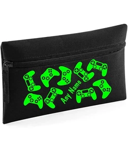 Game Controller Print Black Personalised Kids Childs School Pencil Case Xmas - Picture 1 of 12