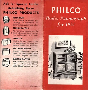 1951 Brochure from Philco With Info on its Radios & Phonographs Vtge B&W Photos - Picture 1 of 4