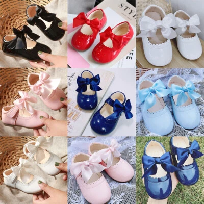 Lindos Zapatos Individuales con Lazo Multiuso para Niña Zapatos de Princesa Zapatos de Cuero Zapatos de Baile Foto 1 de 4