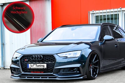 Frontspoilerlippe V2 mit Wings aus ABS Audi A4 S4 B9 S-Line in Schwarz Glanz - Bild 1 von 4