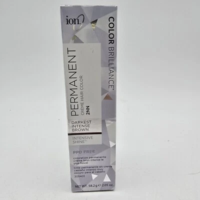ION Darkest Intense Brown Creme Permanente Cor de Cabelo 2NN 2,05 oz NOVO!  - Imagem 1 de 4