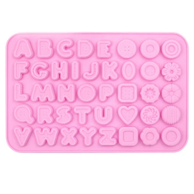 A-Z Alphabet Letters Buttons Pink Silicone Mould Chocolate Fondant Ice Cube Mold - Image 1 of 4