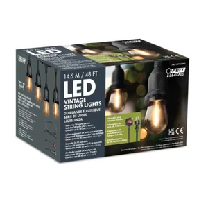 Feit 48ft (14.6m) Heavy Duty LED Waterproof String Lights Set + 26 Bulbs - Picture 1 of 5