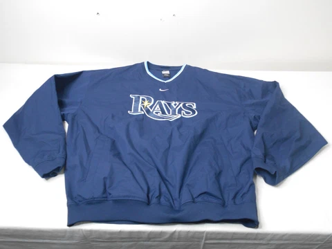 MLB Tampa Bay Rays Nike Center Swoosh Windbreaker Pullover Jacket Navy Size XXL Cover