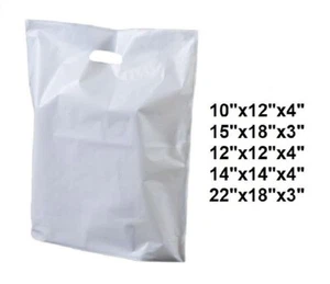 Patch Handle Carrier Bags S-M-L Plastic White Takeaway Carry Bag for Supermarket - Picture 1 of 6