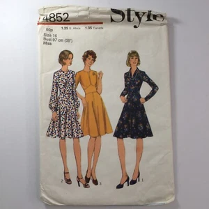 Style 4852 Retro Empire Waist A Line Dress Collar Notch Ladies New Uncut Pattern - Picture 1 of 12