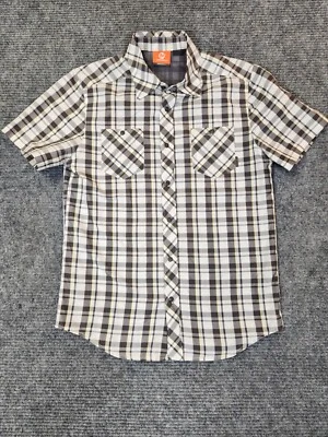 Merrell Selectwick Hiking Outdoor Short Sleeve Plaid Button Up Shirt Mens S Gray - Image 1 of 4