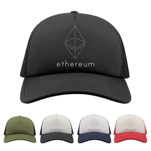 Ethereum Logo Trucker Cap Baseball Hat Blockchain Investor Gift Trader Apparel - Picture 1 of 8