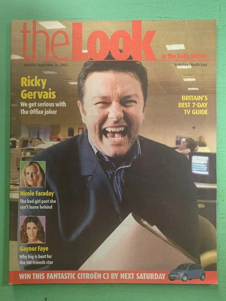 THE LOOK mag 285-Sept-2002 RICKY GERVAIS Nicole Faraday Chris Rea Gaynor Faye TV - Image 1 of 4