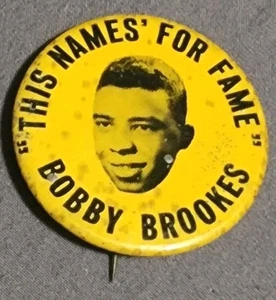 BOBBY BROOKES Music Artist Rare 1 1/2" Promo Button - Picture 1 of 3