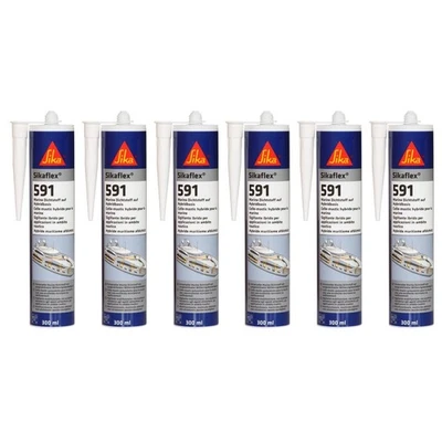 6x Sikaflex 591 Multifunktionaler Marine Hybrid Dichtstoff 300ml Schwarz