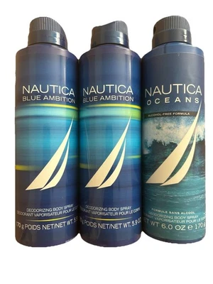 Nautica Deodorant Body Spray 6 fl oz ea. 1 Oceans 2 Blue Ambitions. - Image 1 of 3