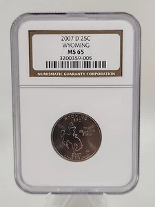 2007-D 25c Wyoming WY State Quarter NGC MS 65 - Picture 1 of 4