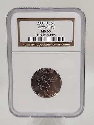 2007-D 25c Wyoming WY State Quarter NGC MS 65 - Image 1 of 4