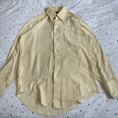 Camisa De Colección Años 60 Años 70 Sears Botón Para Hombre XL Kings Road Floral Amarillo Cuello Grande Foto 1 de 4