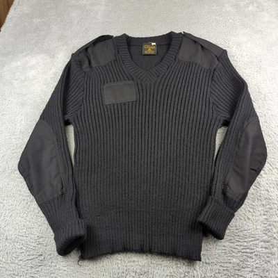 Citadel Sweater Mens 44 Black All Wool Great Britain Hunting Epaulettes Knit - Image 1 of 4