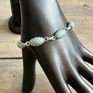 Bracciale in argento sterling con cerniera Larimar catena 6,5”-7” leggero - Foto 1 di 7