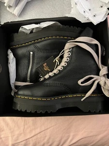 NEW RICK OWENS x Dr. Martens 1460 Jumbo lace Quad Sole Leather Boots Black US 8 - Picture 1 of 6
