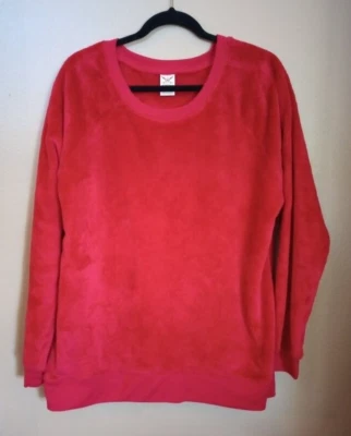 Sudadera pulóver para mujer Faded Glory cuello redondo felpa polar clásica roja XL Foto 1 de 4