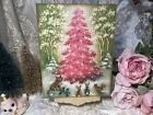 Shabby Chic Christmas Winter Nature PINK Tree Handcrafted Plaque  Sign