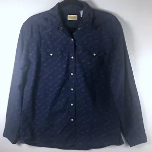 Wrangler Mens Size Large Vintage Horseshoe Pearl Snap Shirt Western Rodeo Cowboy - Picture 1 of 11