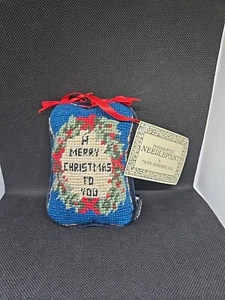  Almohada adorno de terciopelo a punta de aguja TWOS COMPANY Feliz Navidad para ti NUEVO  - Imagen 1 de 5