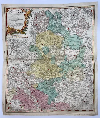 ALEMANIA WESTFALIA HOMANN HRS 1761 MAPA GRANDE ANTIGUO GRABADO SIGLO XVIII Foto 1 de 4