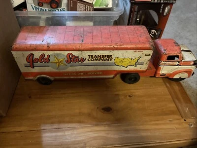 DE COLECCIÓN - CAMIÓN Y REMOLQUE MARX 1940 AÑOS 50 GOLD STAR TRANSFER CO. LITOGRAFÍA DE HOJALATA Foto 1 de 4