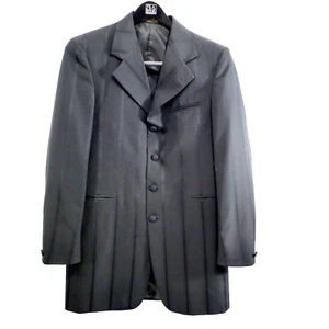 Falcone Sport Coat Mens 40-Long 4-Button Black-on-Black Stripes - Picture 1 of 5
