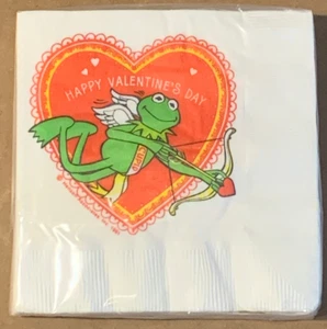 Vintage Henson Assoc/Hallmark Cupid Kermit Happy Valentine's Lunch Napkins 1981! - Picture 1 of 2