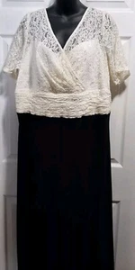 JS Collections Sequin Lace Long Formal Evening Dress in Cream & Black Size 24W - Picture 1 of 9
