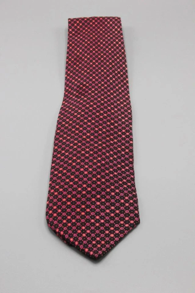 Gravata de seda SANTO STEFANO. Preto com vermelho amarelo azul geométrico 60" x 3,5" - Imagem 1 de 4