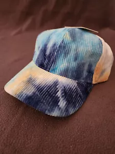 Vintage Mudd Multi-colored Hat Strap Back Women's Blue Tie Dye Corduroy New - Picture 1 of 6