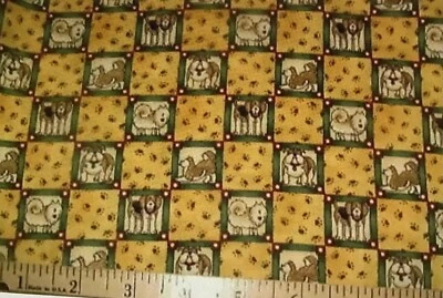 Debbie Mumm puppies & Puppy Paws Squares fabric by the yard - Image 1 of 4